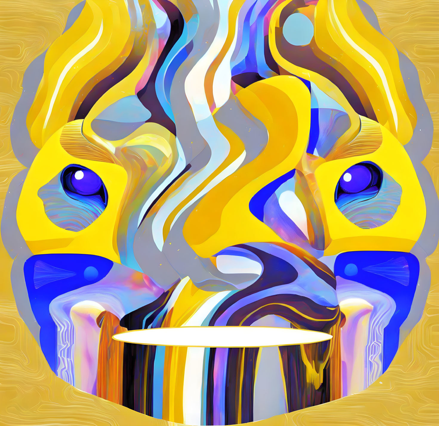 Vibrant Abstract Artwork: Stylized Face with Prominent Eyes