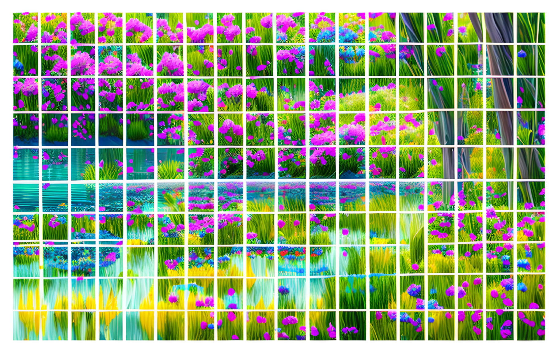 Colorful Flower and Plant Collage: Abstract Natural Beauty