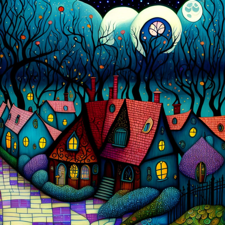 Moonlight and whimsical houses..!