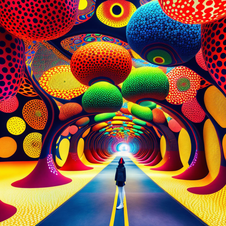 Colorful Psychedelic Tunnel with Bright Light at End