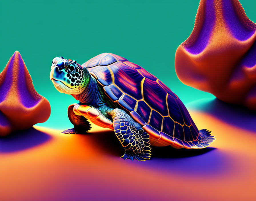 Colorful Turtle Image on Gradient Background