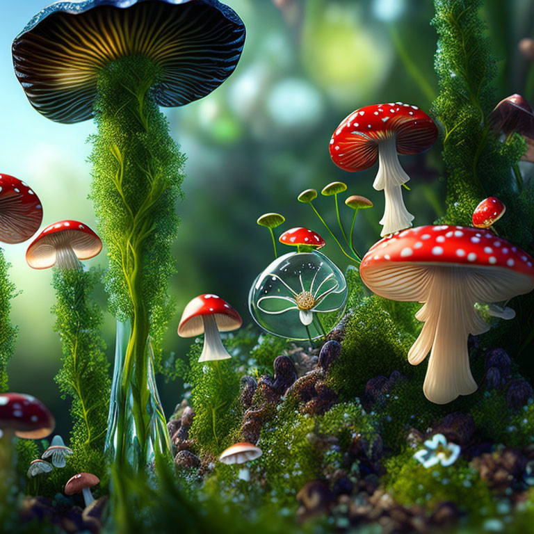Mushrooms on green!