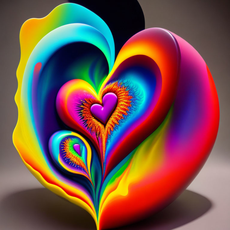 Colorful Fractal Art: Vibrant Hearts & Flowing Spectrum
