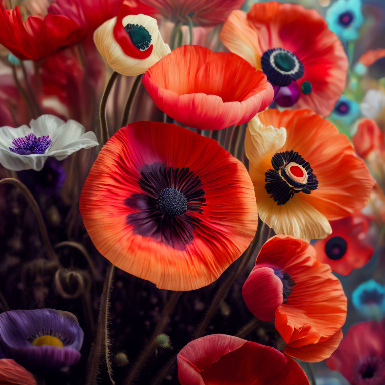 Anemones &  red poppies!