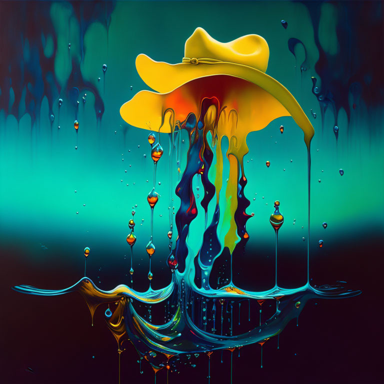 Colorful Melting Hat Painting on Gradient Background