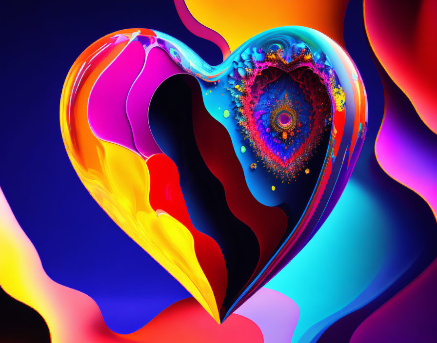 Colorful Fractal Heart Artwork with Dynamic Spectrum
