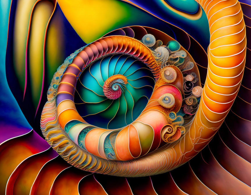 Colorful Abstract Painting with Swirling Patterns and Warm Hues