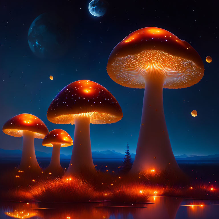 Mushrooms in the moonlight..!