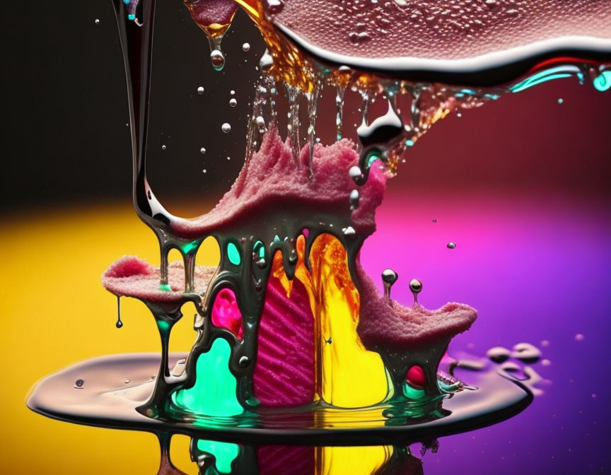Colorful Liquid Splashes in High-Speed Photograph