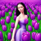 Multicolored female figure in digital art against geometric background
