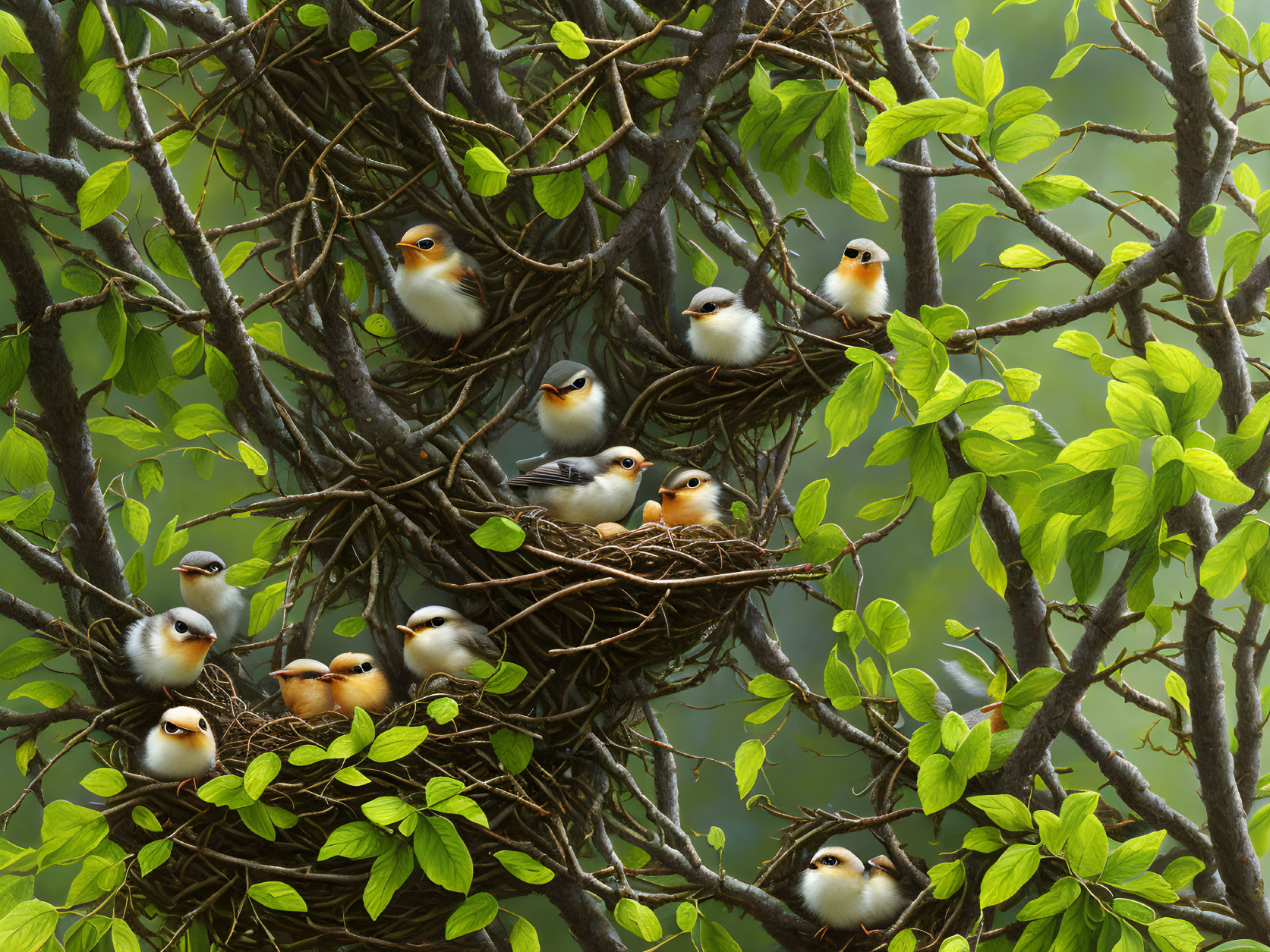 Little baby birds in the nest