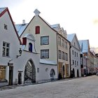 Charming European Village Scene with Cobblestones & Medieval Buildings