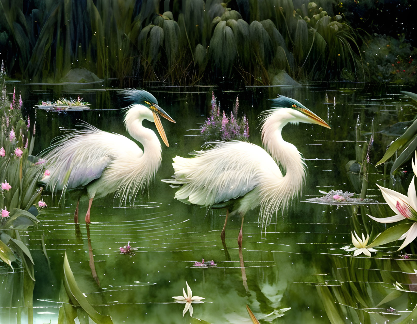 Birds on a pond