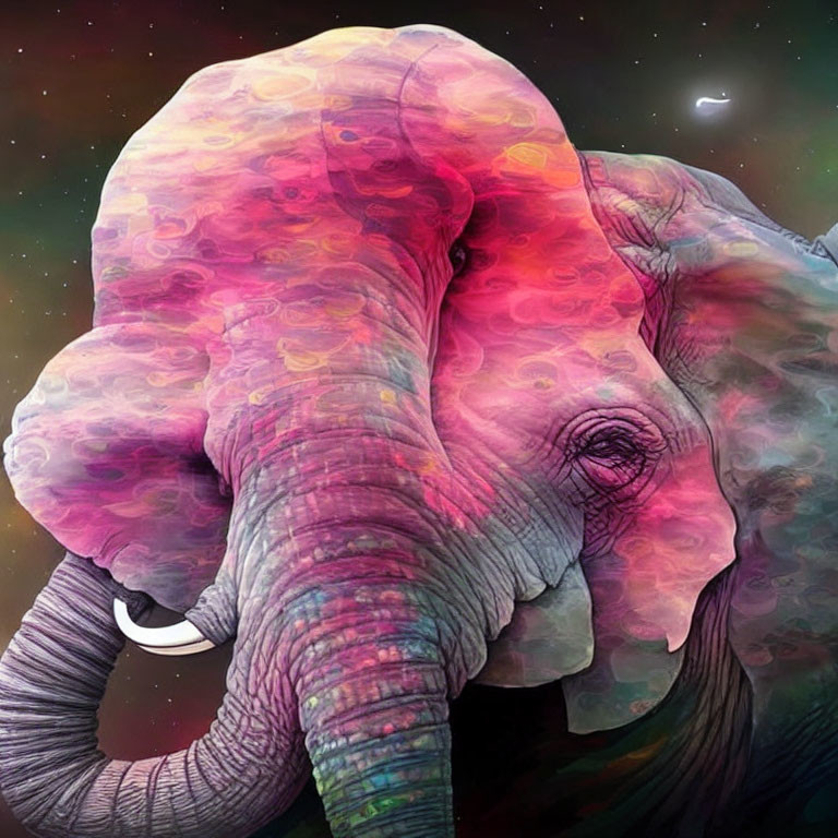 Cosmic Pattern Elephant in Starry Sky Environment