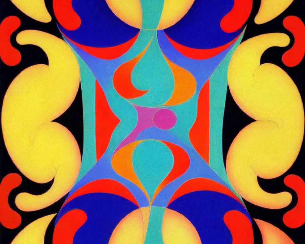Symmetrical Abstract Colorful Pattern on Black Background