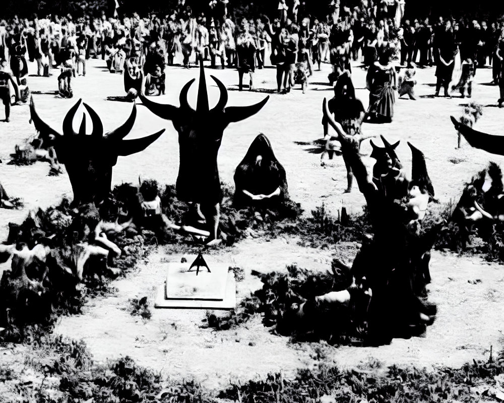 Monochrome outdoor photo of people with raised arms
