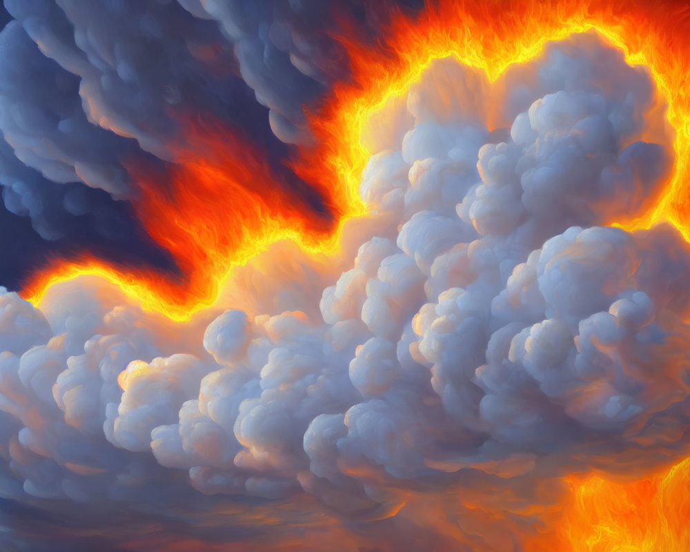 Intense fiery light illuminating dramatic cloud formation