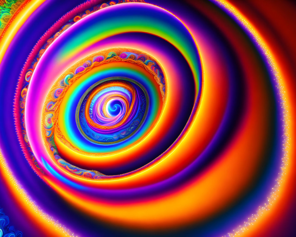 Colorful Fractal Image with Circular Patterns in Purple, Blue, Red, and Orange