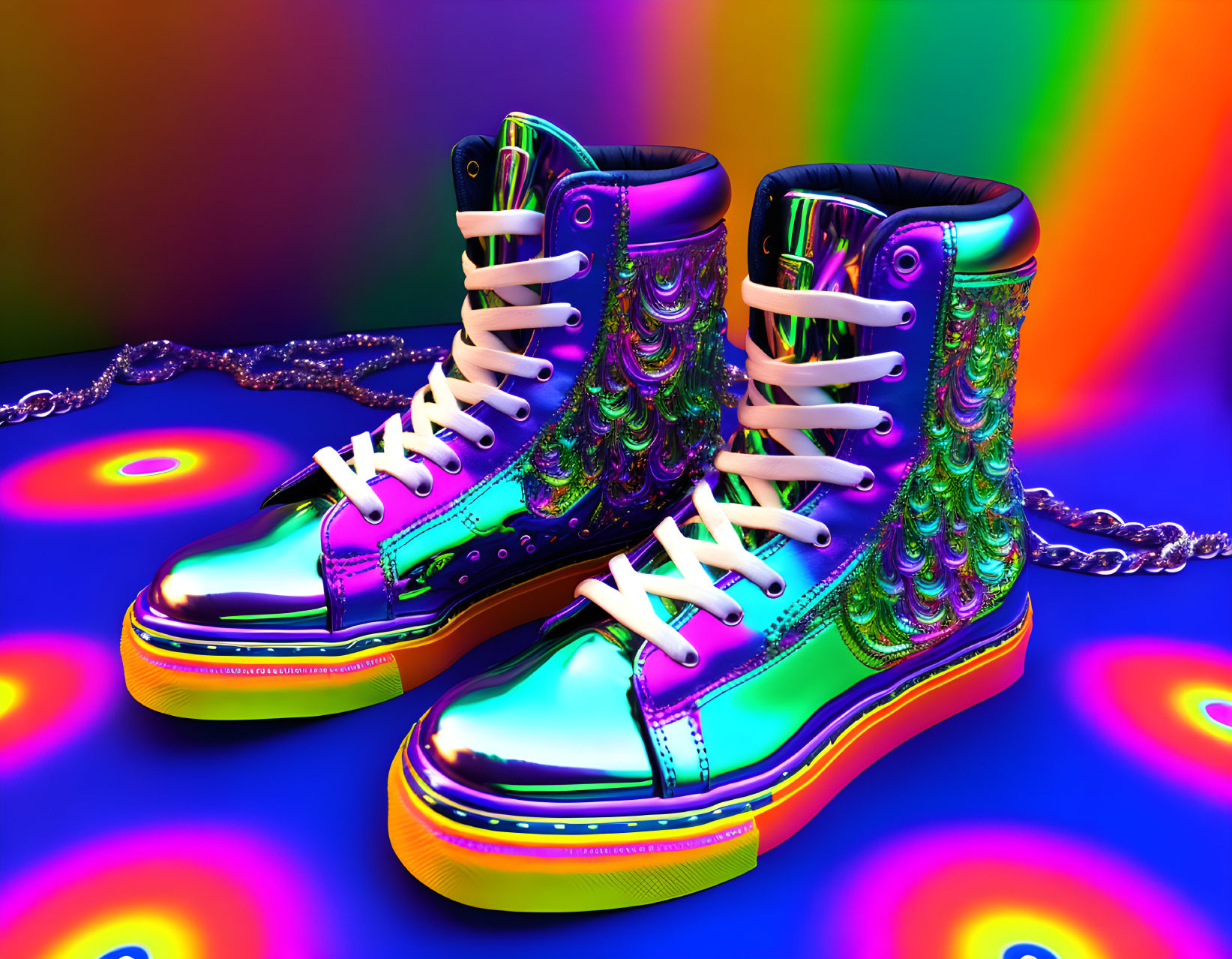 Colorful Psychedelic Background High-Top Sneakers