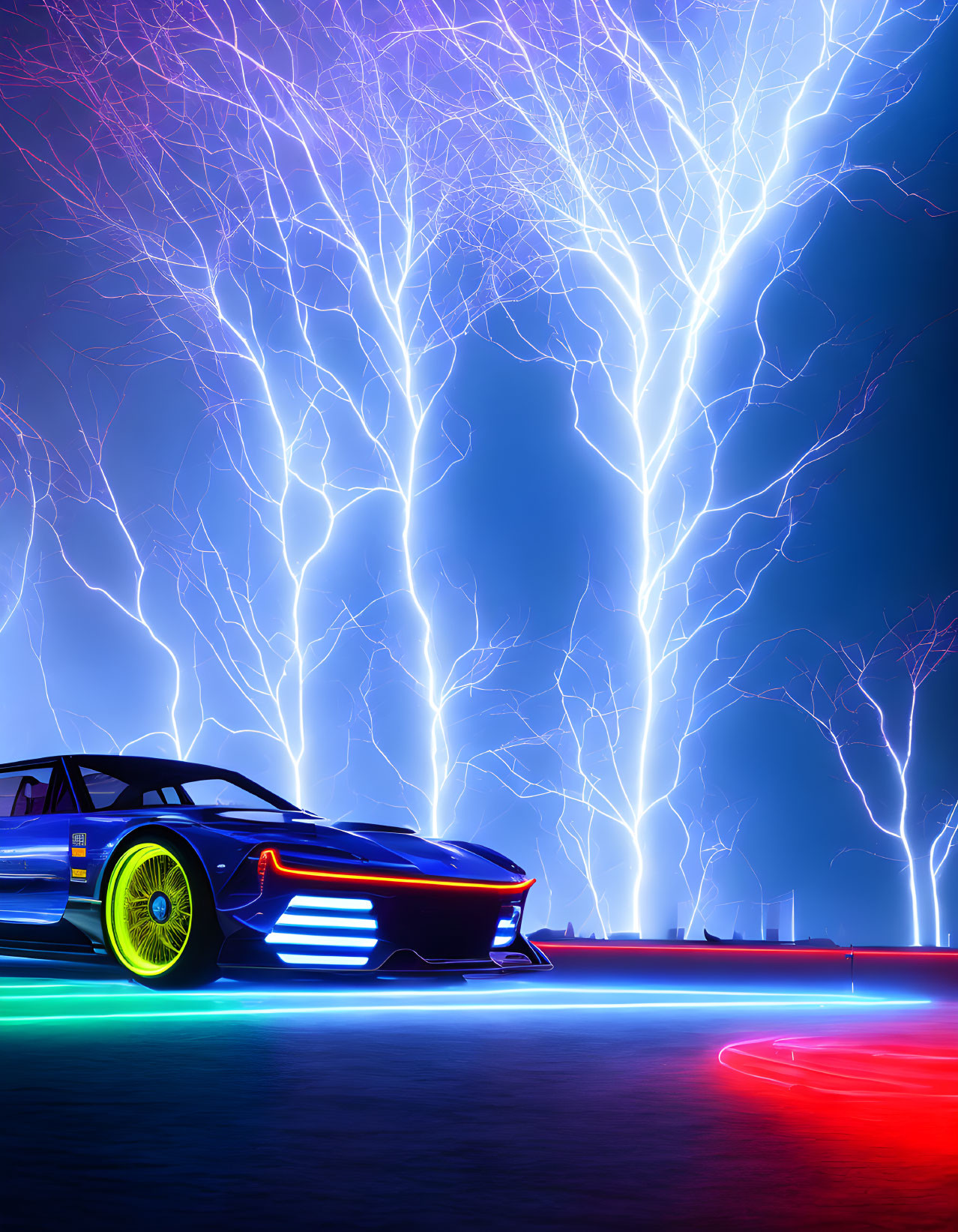 the coolest neon car background