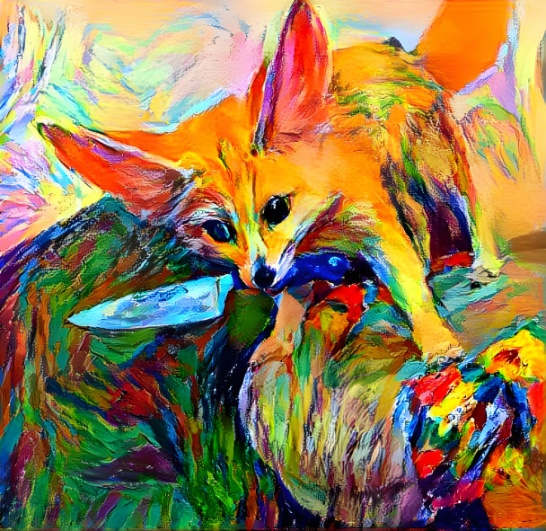 Fennec with a kinfe