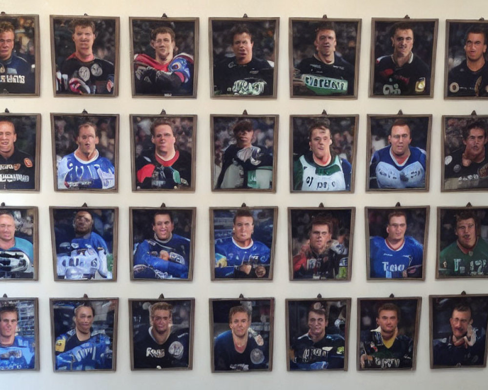 Wall Display of Framed Sports Jersey Photographs: Motocross and Extreme Sports Focus