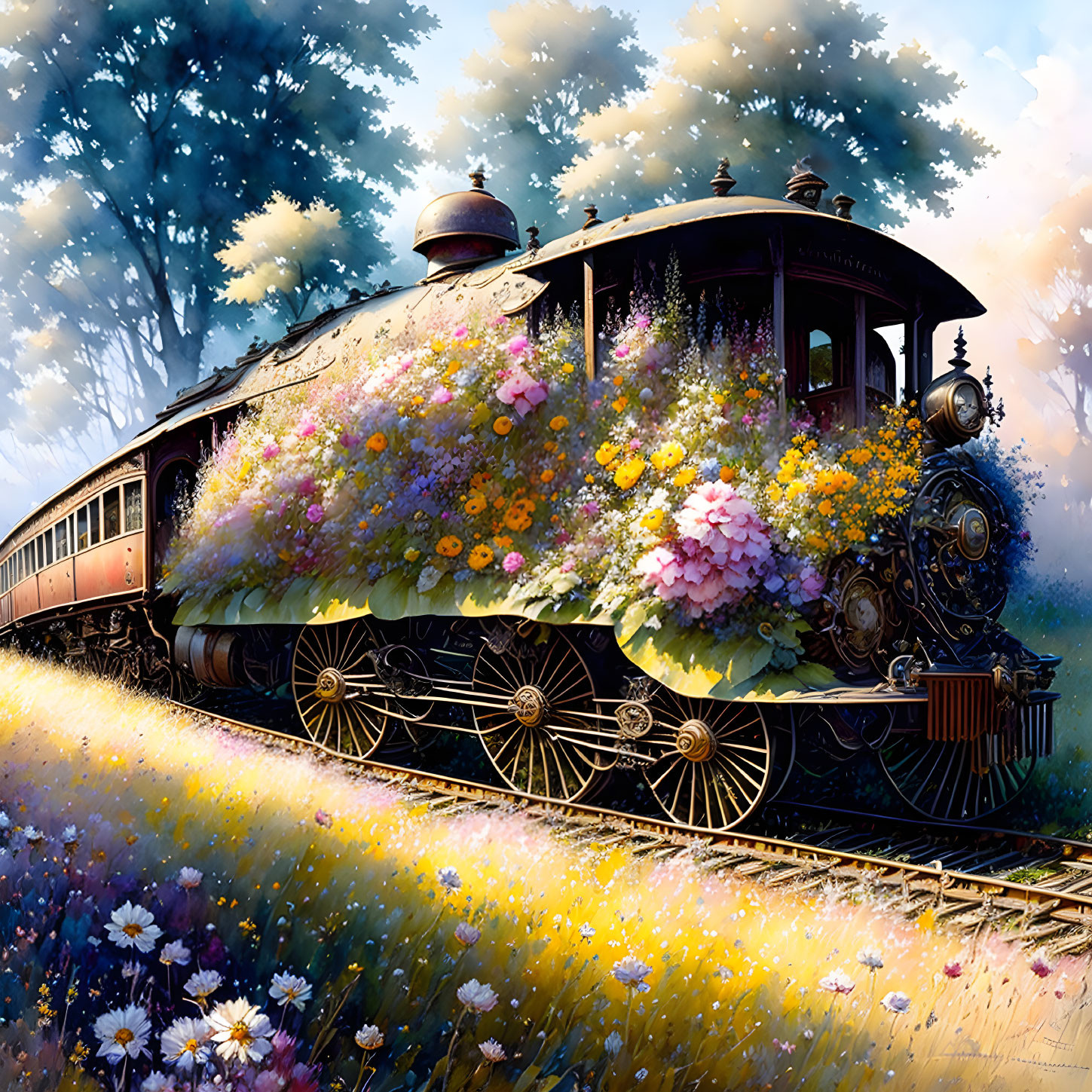 Train with flowers 