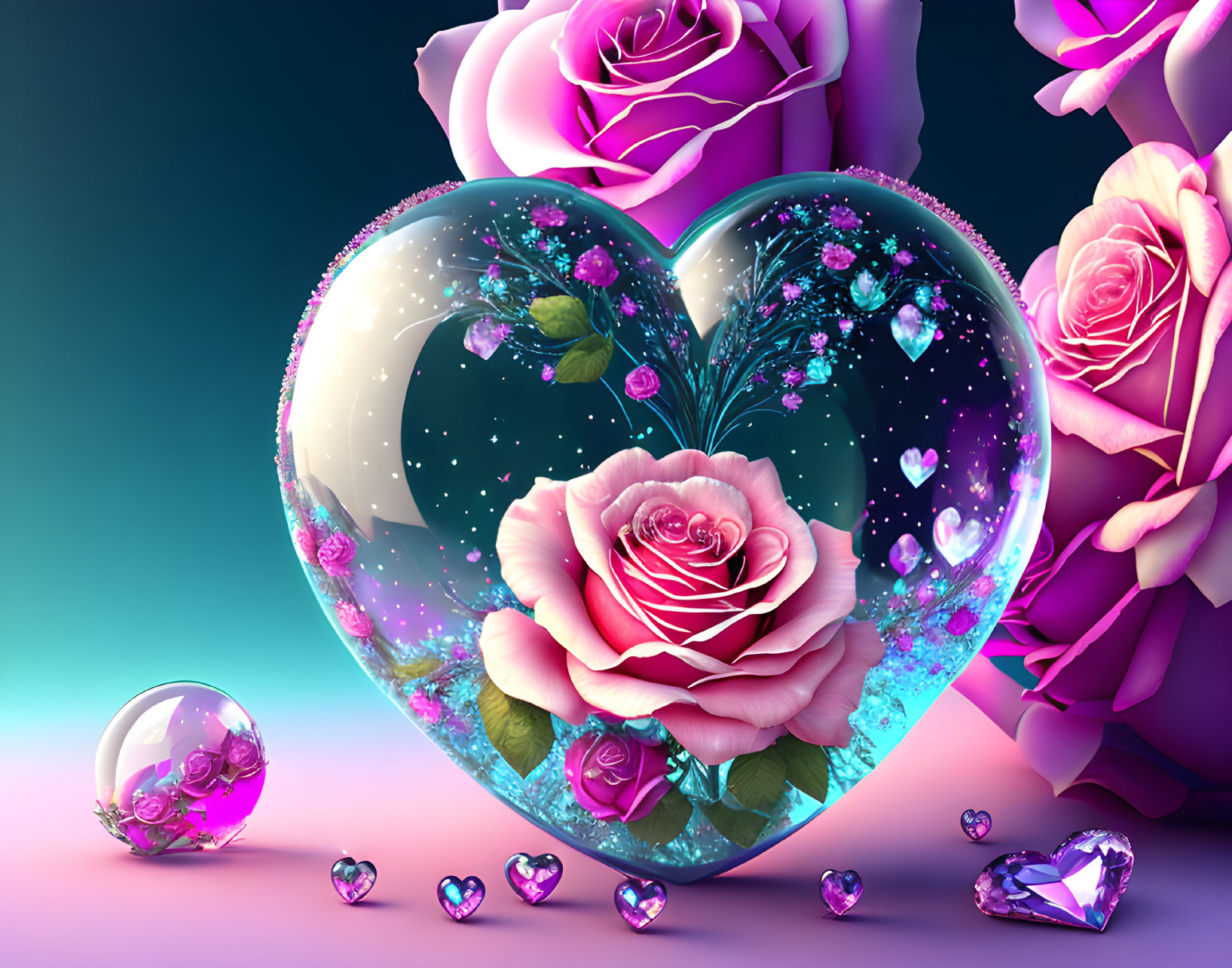 Gems, Hearts, Roses