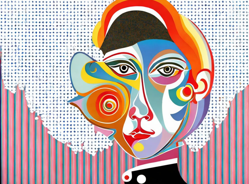 Vibrant Abstract Portrait with Disjointed Features & Patterns