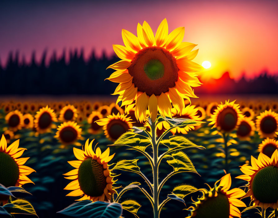 Sunflower on sunset