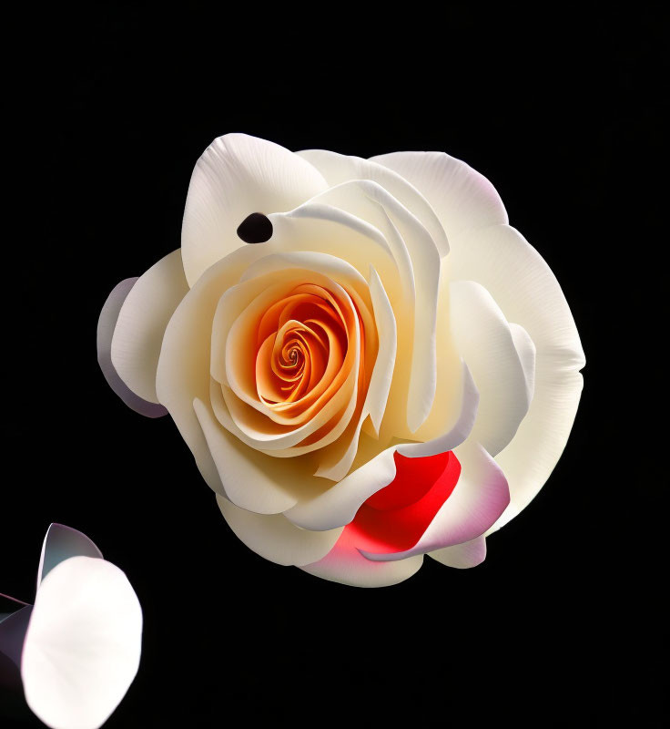 Abstract rose digital art: ivory to pink gradient on black background