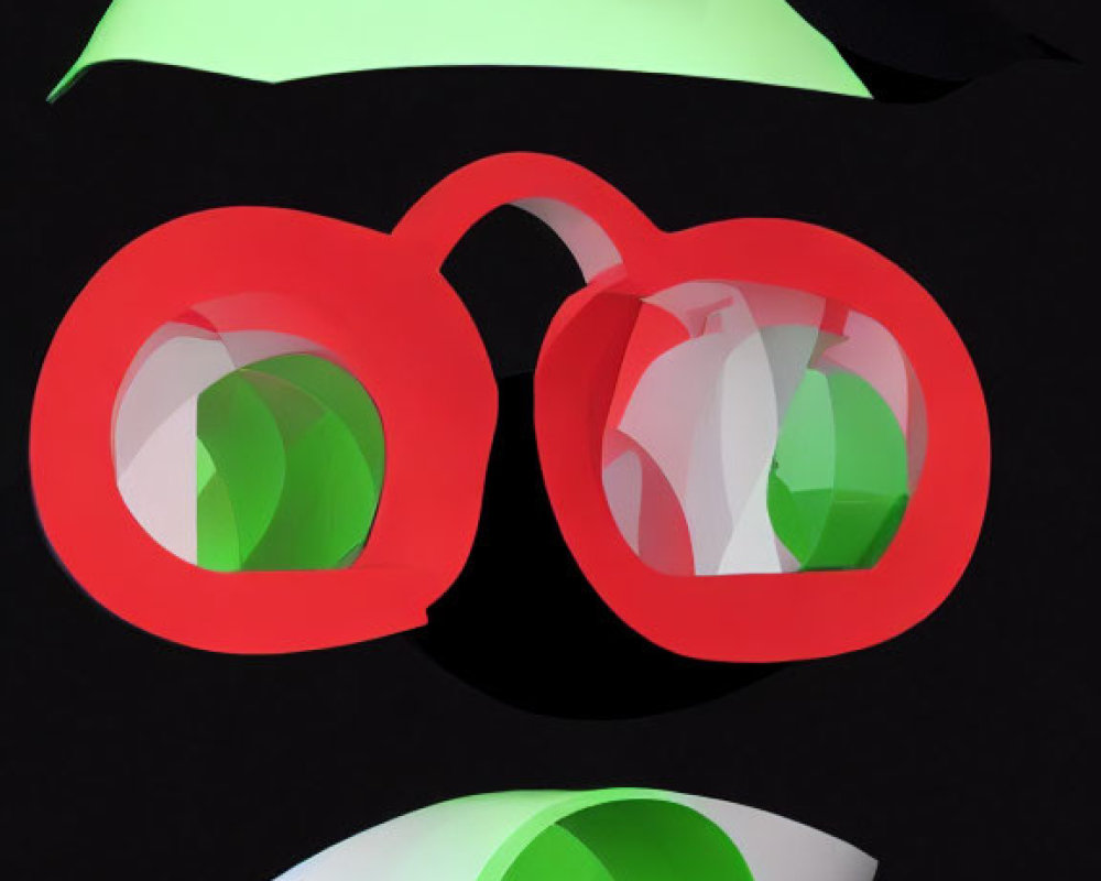 Neon face art with green eyebrows, red glasses, and glowing nose