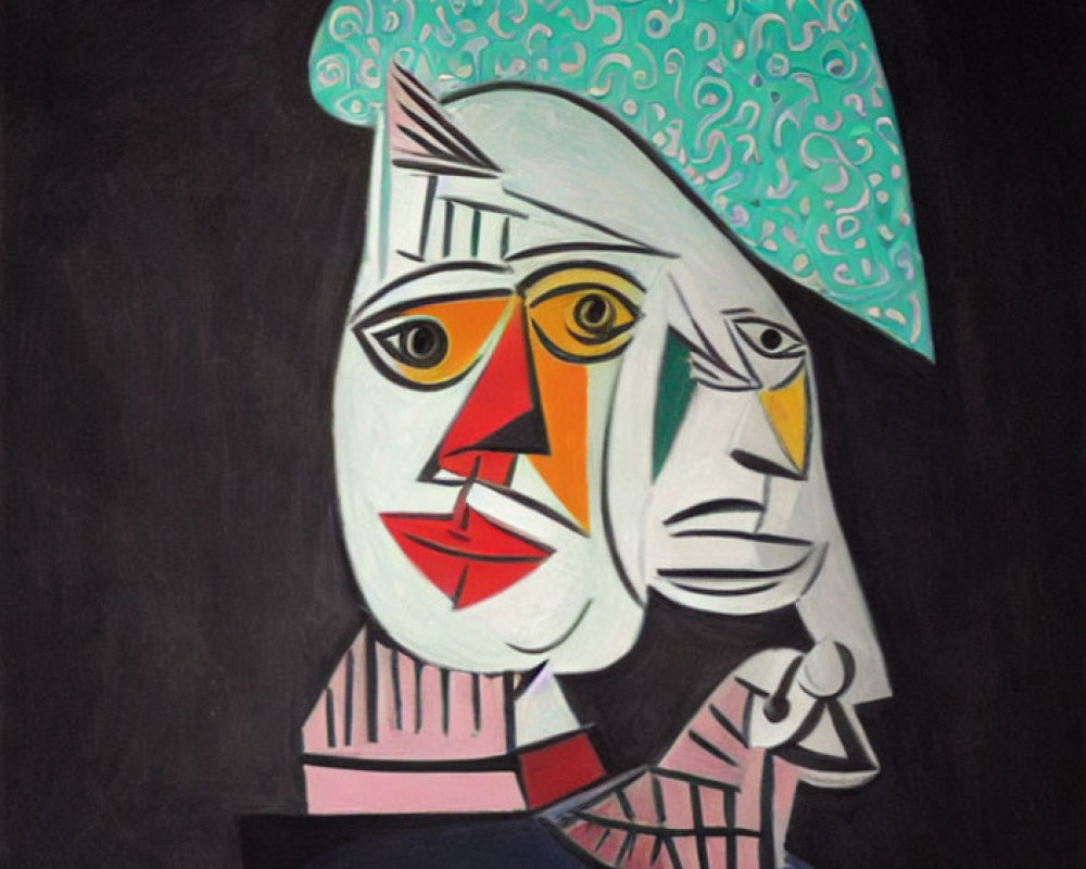 Split-face abstract portrait: bold colors, geometric shapes