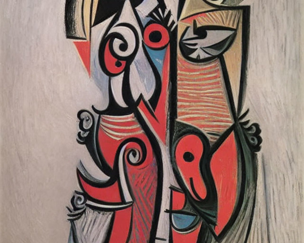 Colorful Cubist Painting of Distorted Figures
