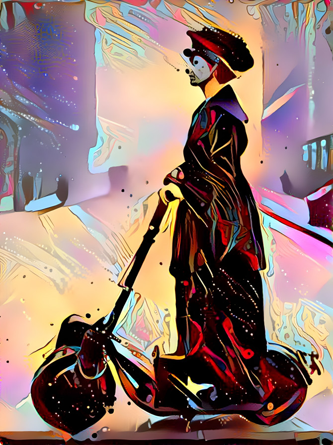 Woman with electric first scooter 