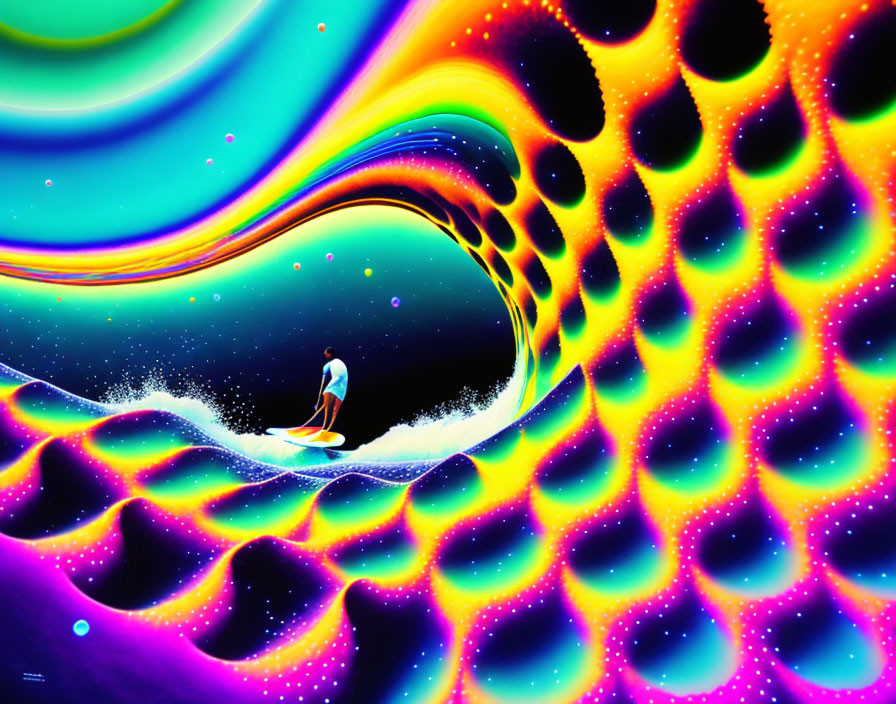 Colorful Psychedelic Surfer Artwork with Fractal Patterns