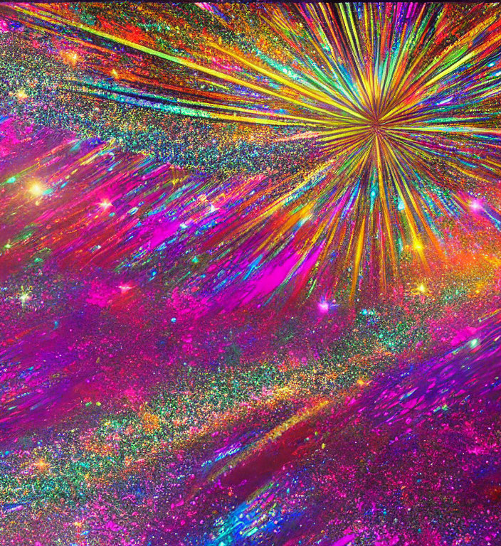 Colorful Particle Burst Artwork on Vivid Background