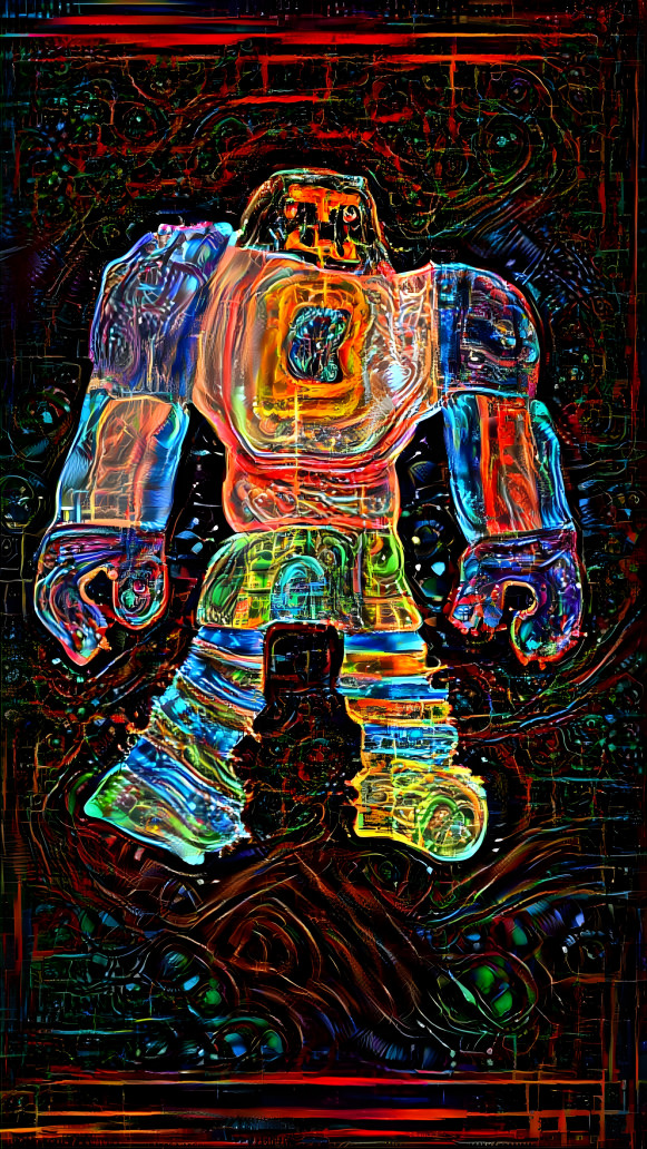 A big colorful fighting robot. 06