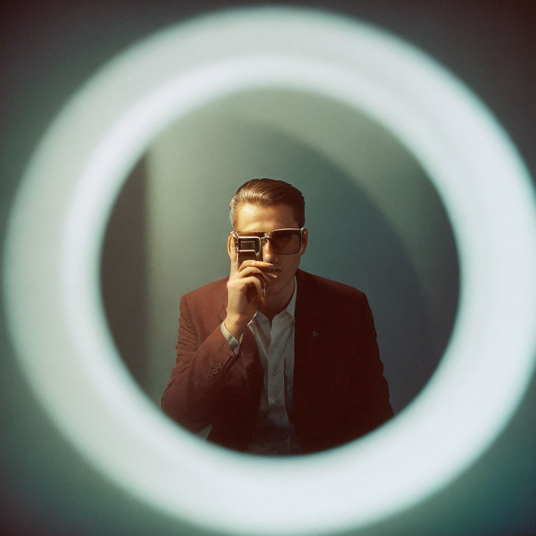 Man with Slicked-Back Hair and Sunglasses Creates Tunnel Vision Photo