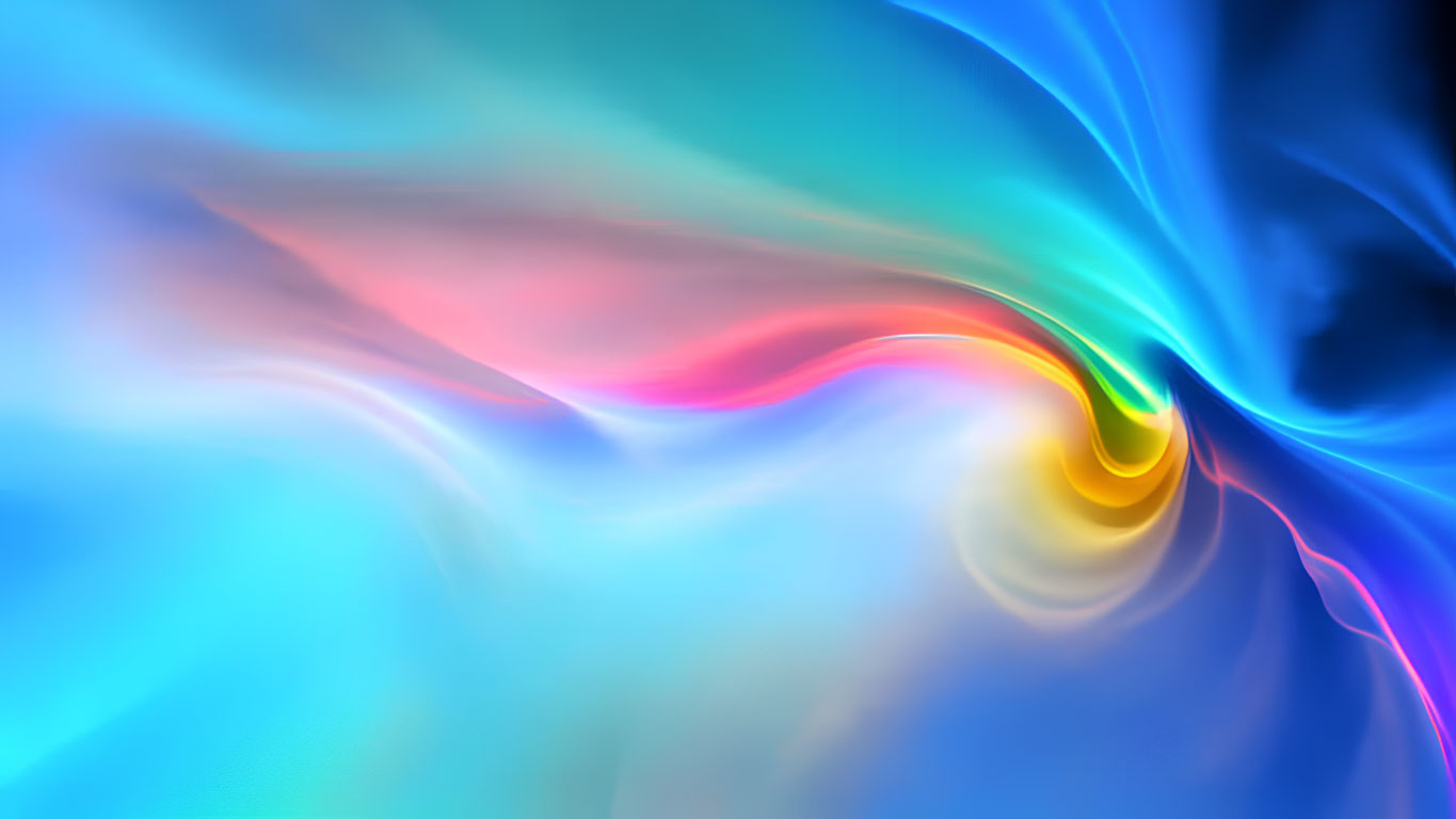 Vibrant blue, pink, and yellow abstract swirl design