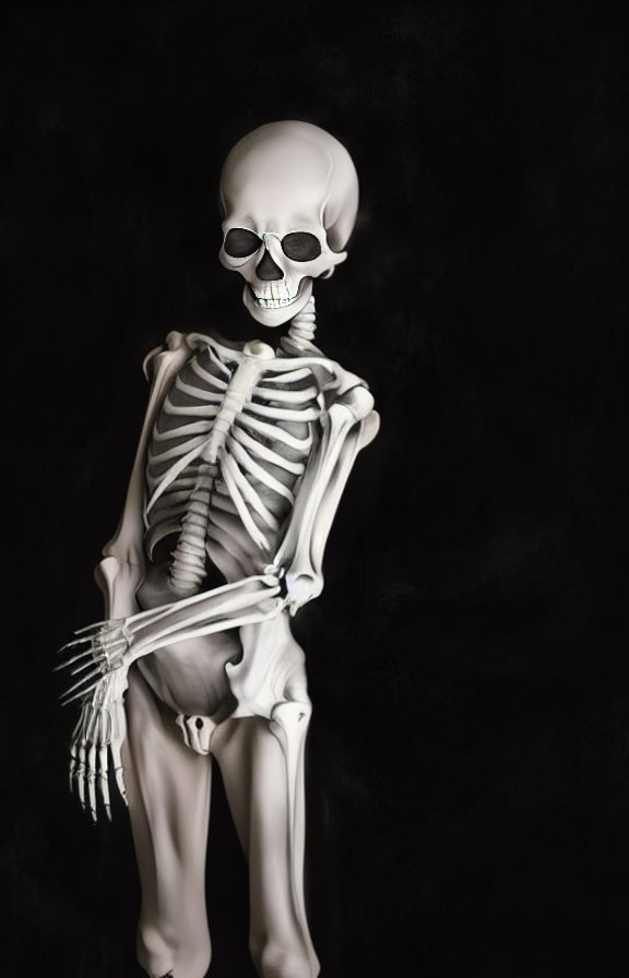 Detailed Human Skeleton Model Against Black Background