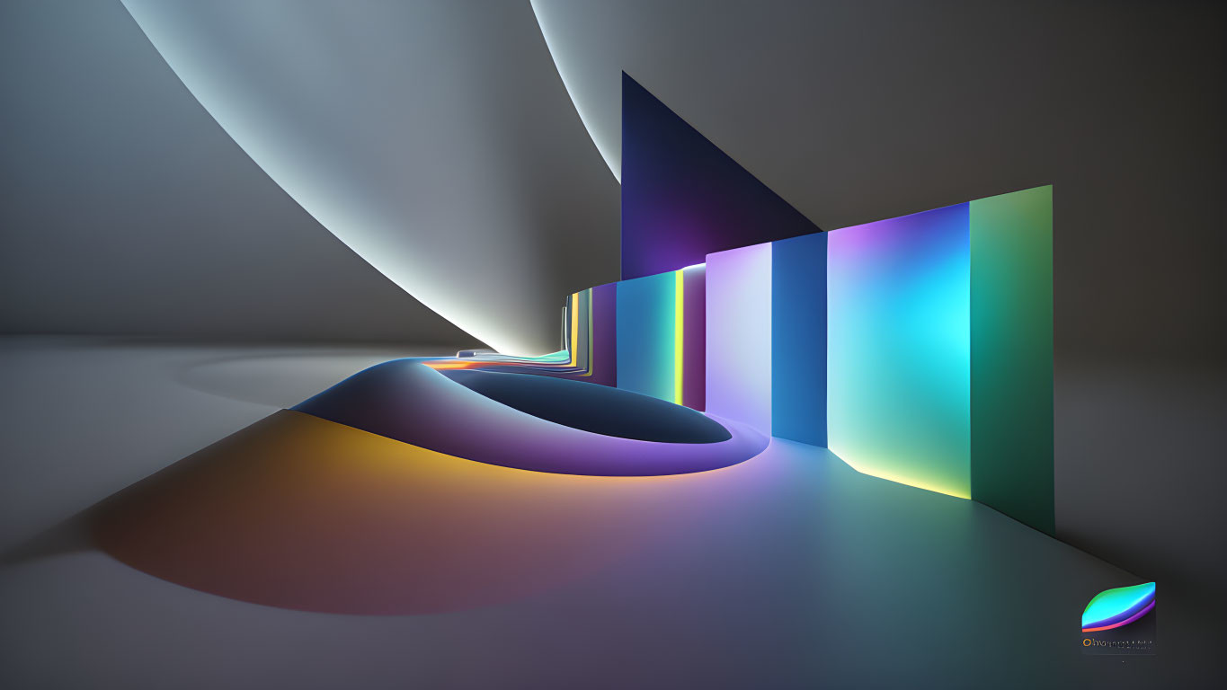 Sleek 3D Art: Abstract Corridor with Gradient Walls & Soft Lighting