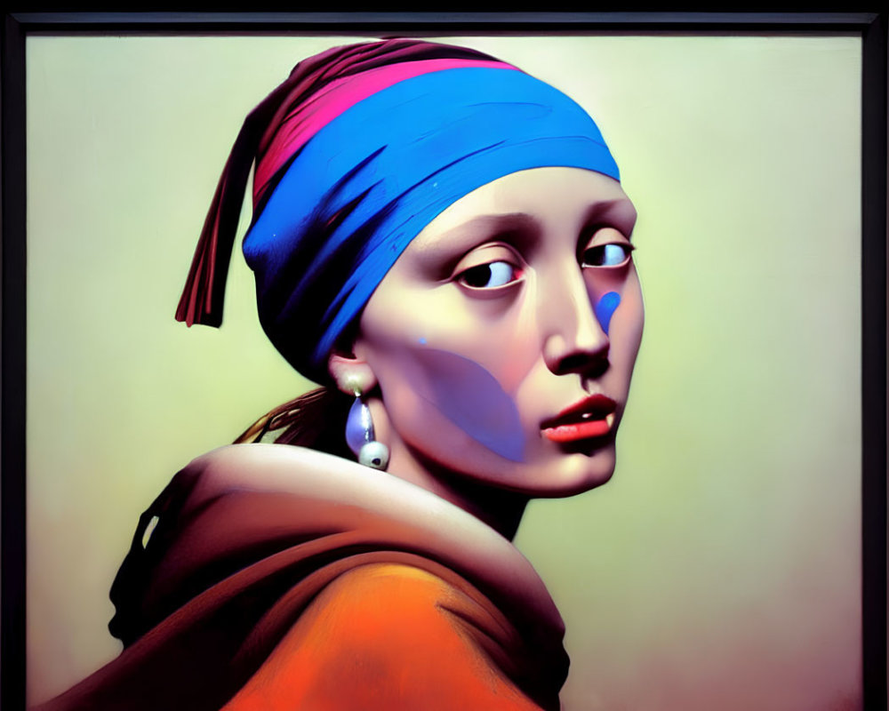 Vibrant 3D reinterpretation of classic 'Girl with a Pearl Earring'