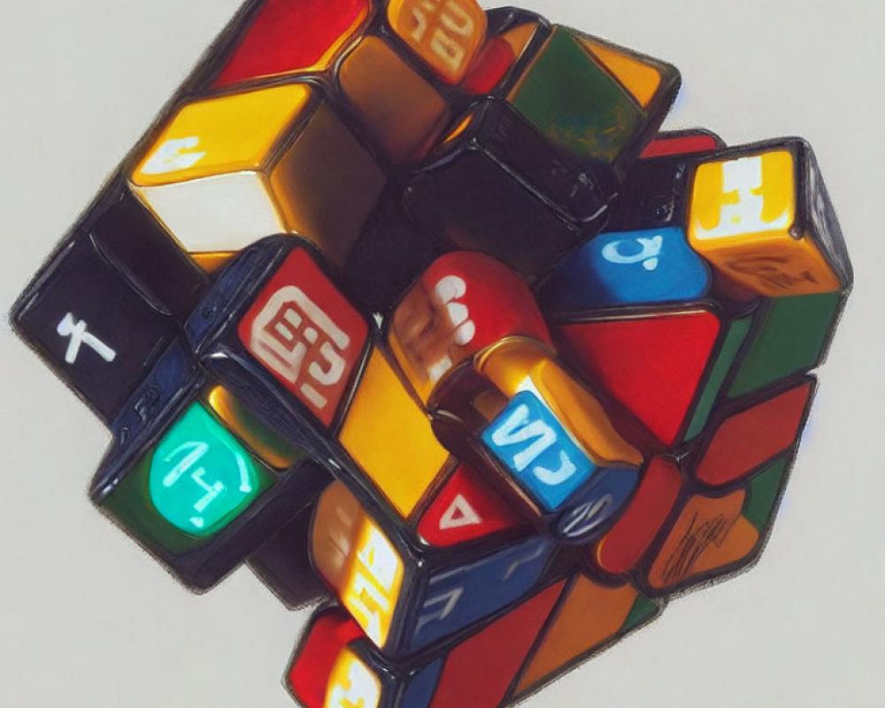 Partially Solved Rubik's Cube with Colorful Sides and Numbers