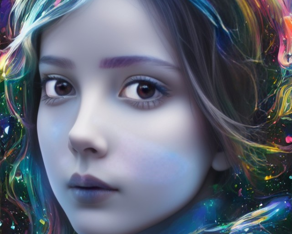 Cosmic-themed digital portrait with dreamy expression