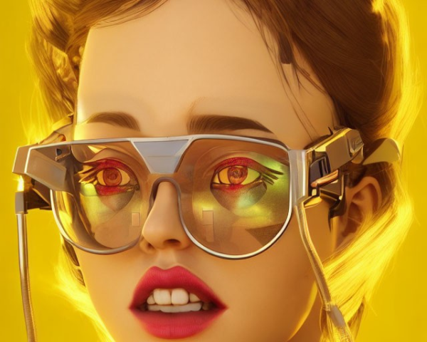 Vibrant 3D Illustration of Woman with Reflective Sunglasses