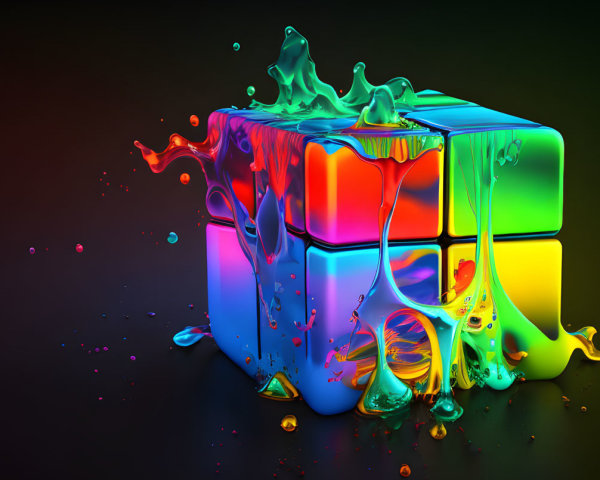 Colorful Melting Rubik's Cube in 3D Rendering