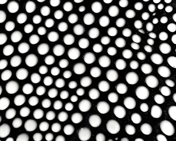 Detailed close-up of white dots on black surface