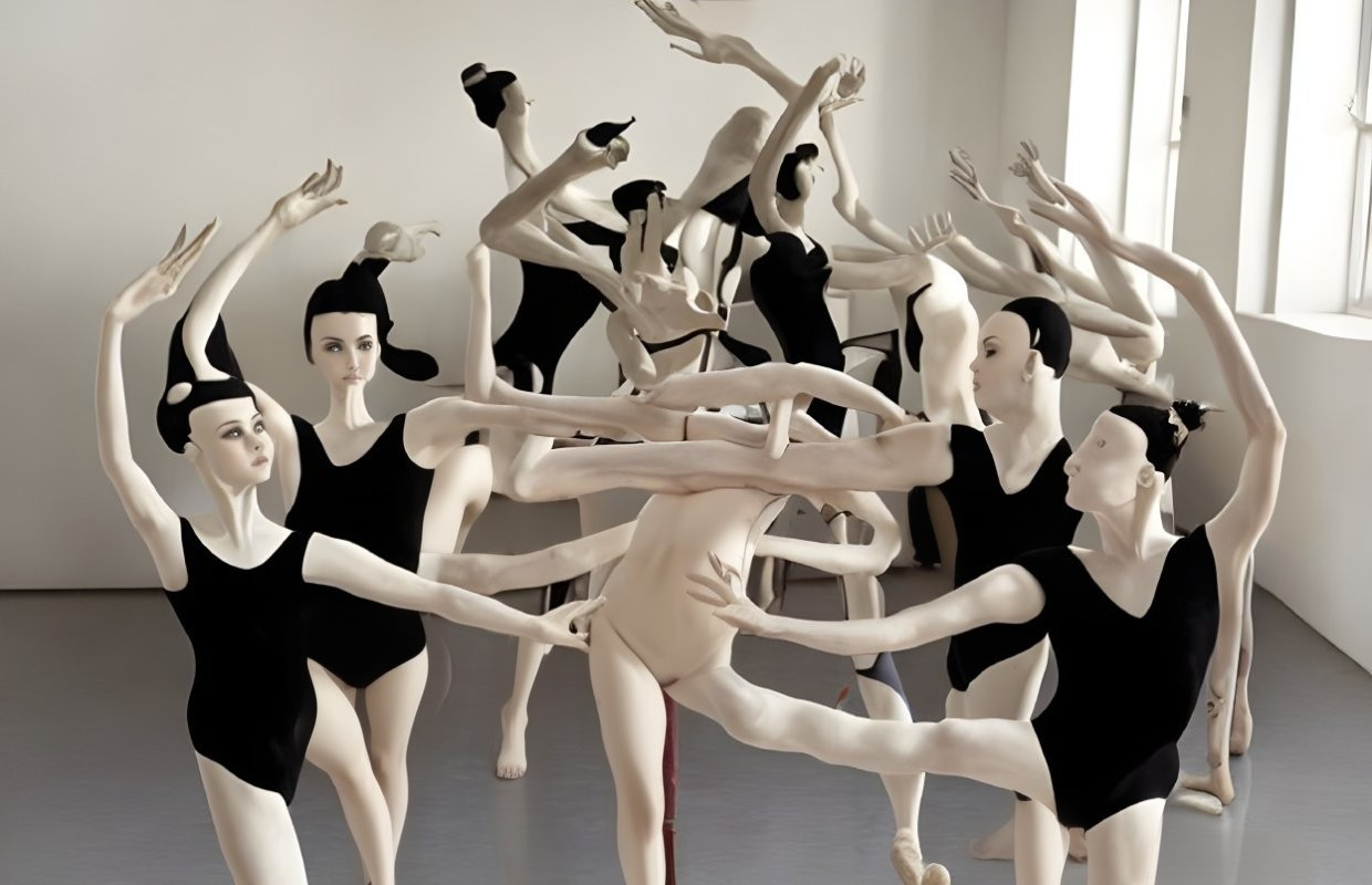 Collection of Ballet Dancer Sculptures in Dynamic Poses