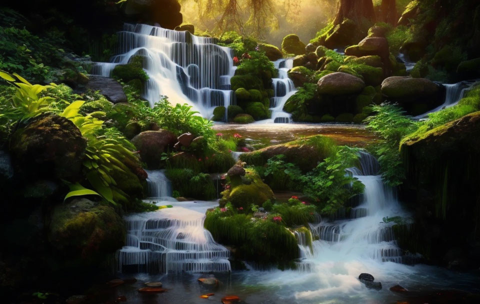 Beautiful Natural Garden with Waterfalls - Detaile